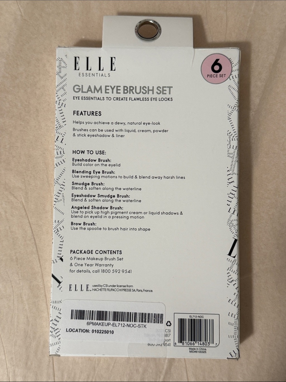 Elle Pink Glam 6-Piece Eye Brush Set - Picture 2 of 2